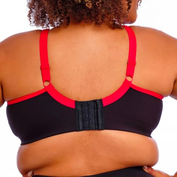 Goddess Sport Wireless Sports Bra, Black/Red 44C - Picture 4 of 8